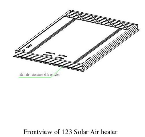Frontview of 123 solar air heater